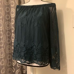 Arizona Green Lace Off the Shoulder Top